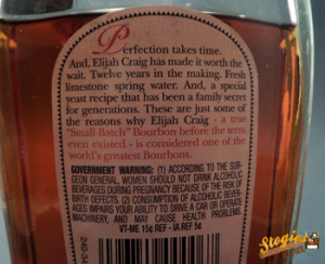 Elijah Craig 12 Year Bourbon - Back Label